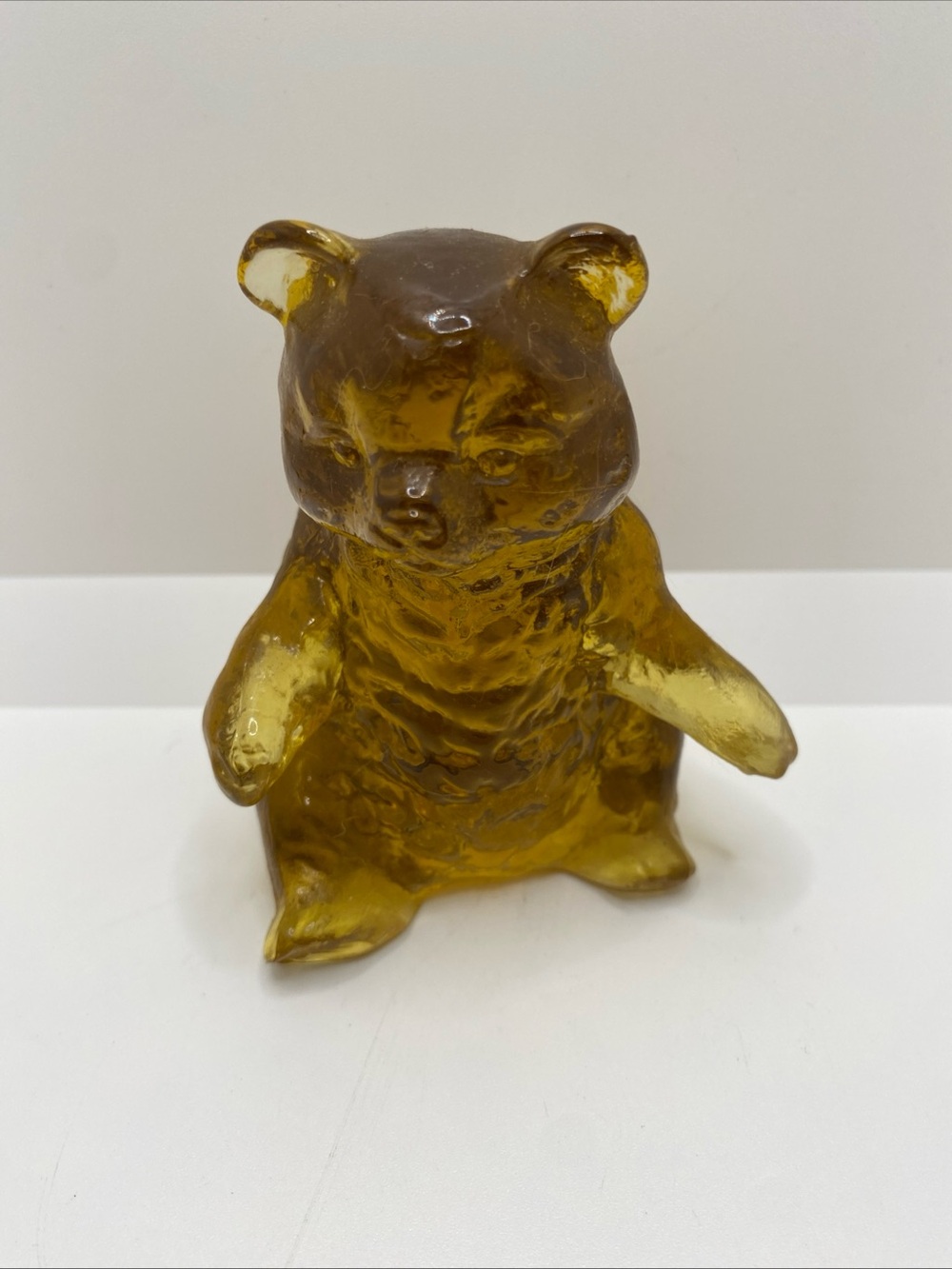 Amber Glass Bear Figurine - Decorative Amber Home Art
